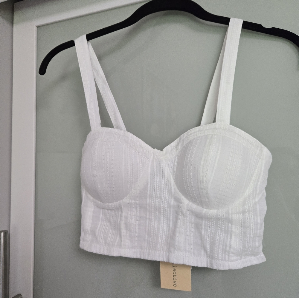 NWT Bog Collective Padded Cropped White Women's Tank Size XS